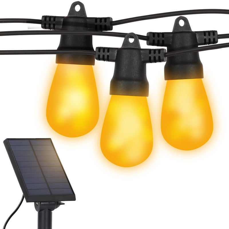 Brightech Ambience Pro Solar Powered LED Outdoor String Lights - 27 Ft Commercial Waterproof Patio Lights with Flaming, Flickering Bulbs - Shatterproof String Lights for Your Halloween, Porch, Deck - Image 1